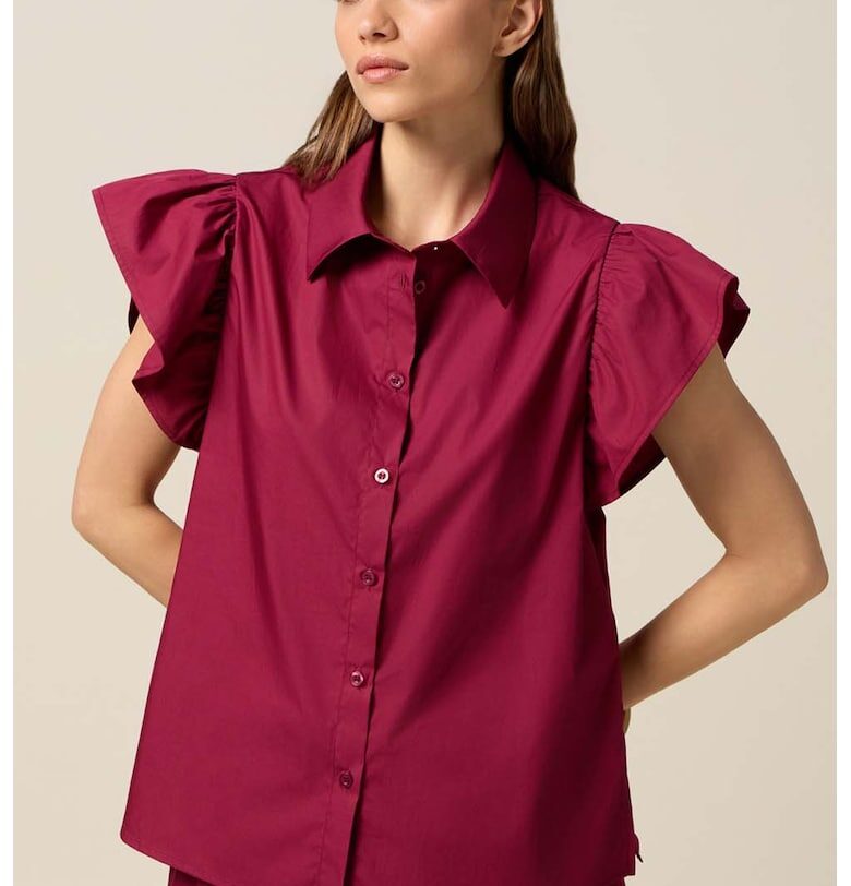 Риза с ръкави тип пеперуда - Малина Oltre