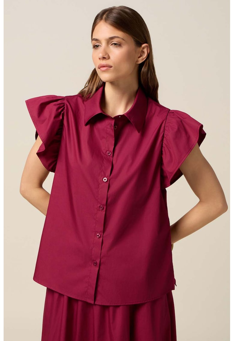 Риза с ръкави тип пеперуда - Малина Oltre