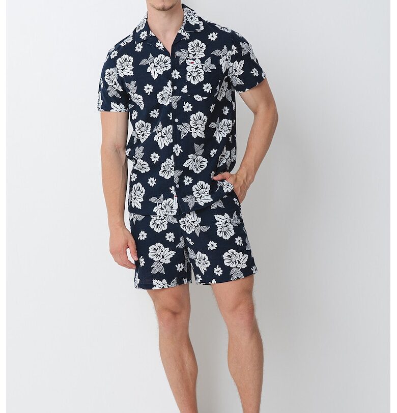 Риза с тропическа щампа - Мръснобял/Тъмносин Tommy Jeans