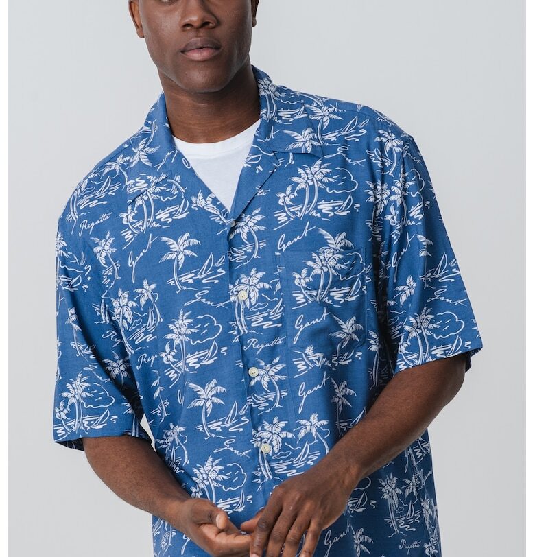 Риза с тропически принт - Мръснобял/Светлосин Gant