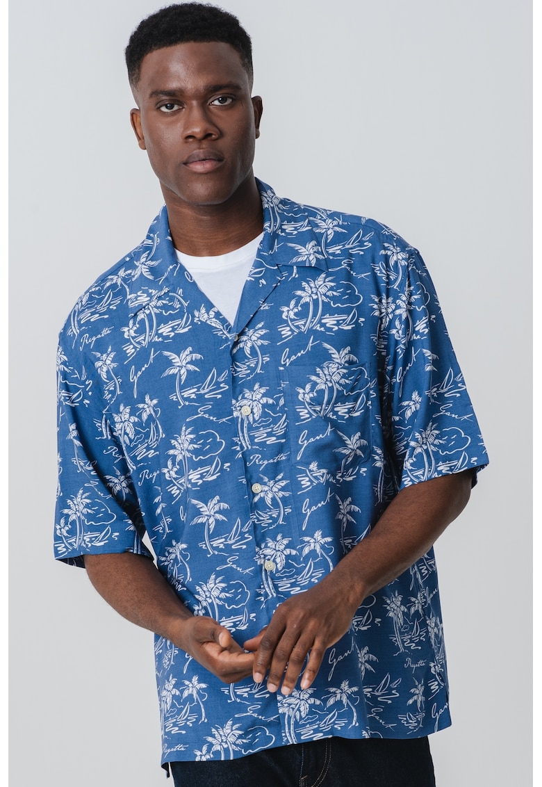 Риза с тропически принт - Мръснобял/Светлосин Gant