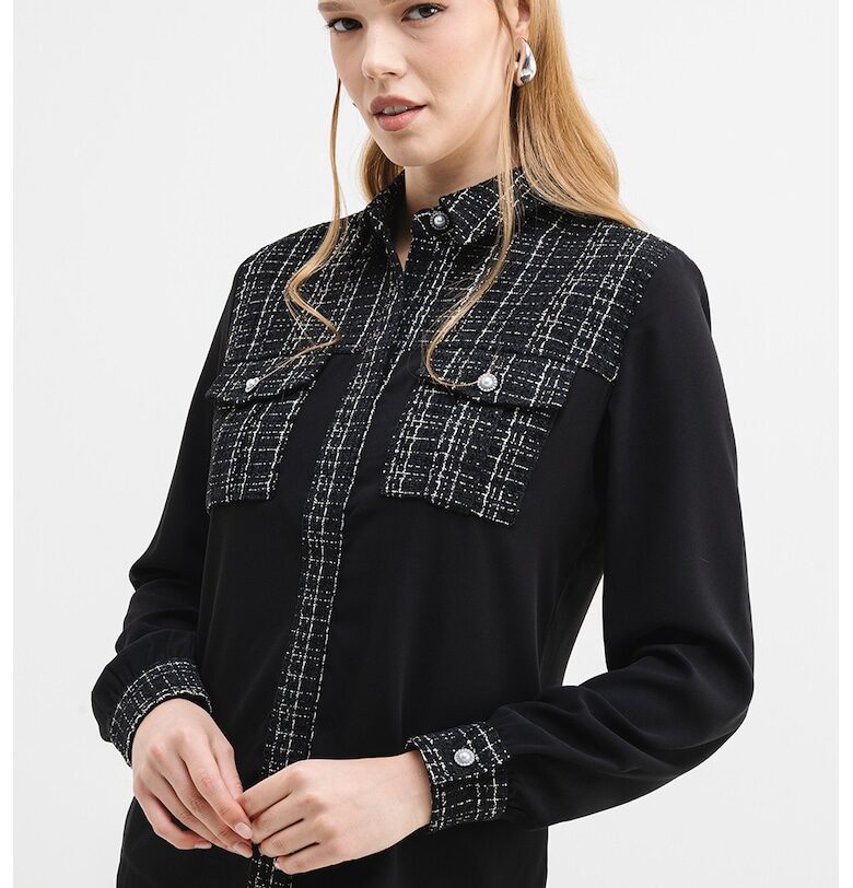 Риза с туид - Черен GUESS