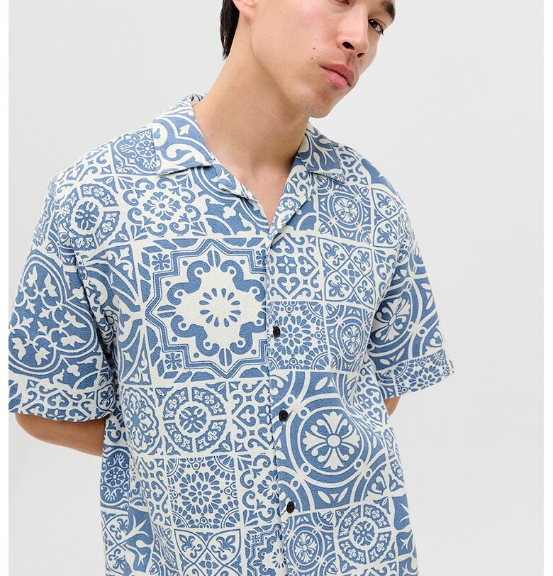 Риза със свободна кройка - Бял/Пастелносин Jack  Jones