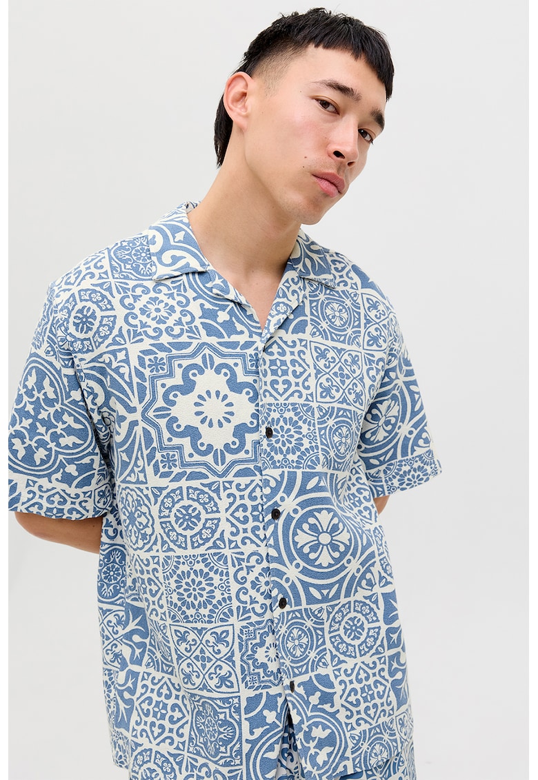 Риза със свободна кройка - Бял/Пастелносин Jack Jones