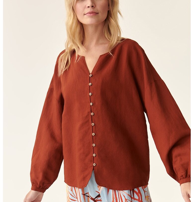 Риза тип туника с лен - Тъмночервен Tatuum