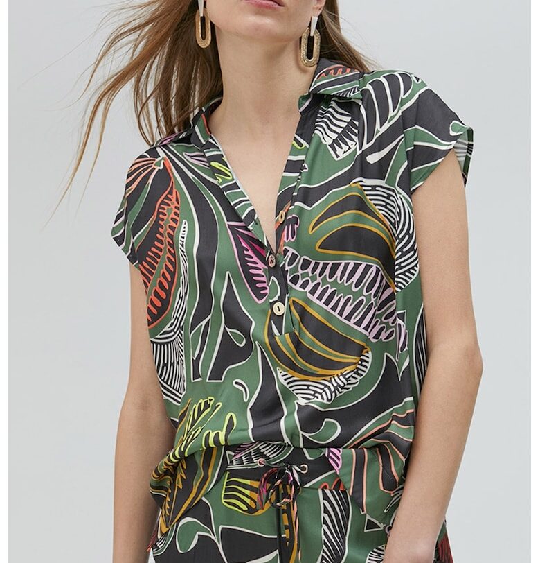 Риза-туника с къси ръкави - Черен/Папратово зелено Lola casademunt