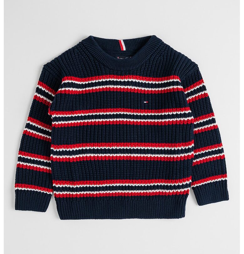 Рипсен пуловер на райе - Червен/Тъмносин Tommy Hilfiger