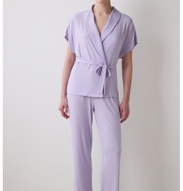 Рипсена пижама с колан - Лилав Penti