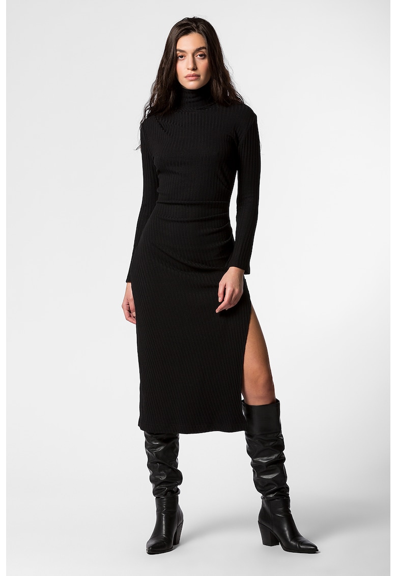 Рипсена рокля Rioja с поло - Черен Divalo