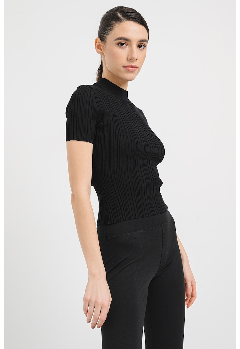 Рипсена тениска Sarpharim - Черен/Избеляло черно HUGO