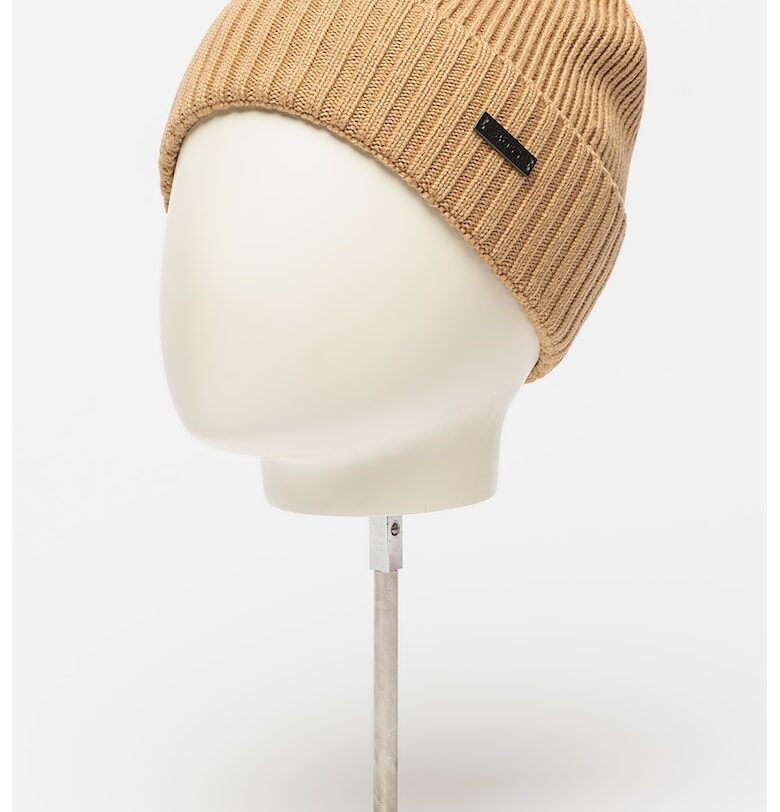 Рипсена шапка Fati от необработена вълна - Камел BOSS