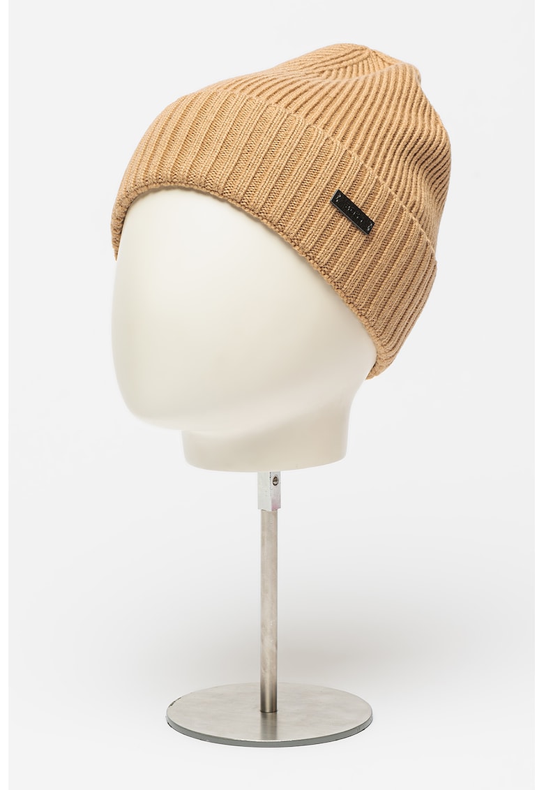 Рипсена шапка Fati от необработена вълна - Камел BOSS