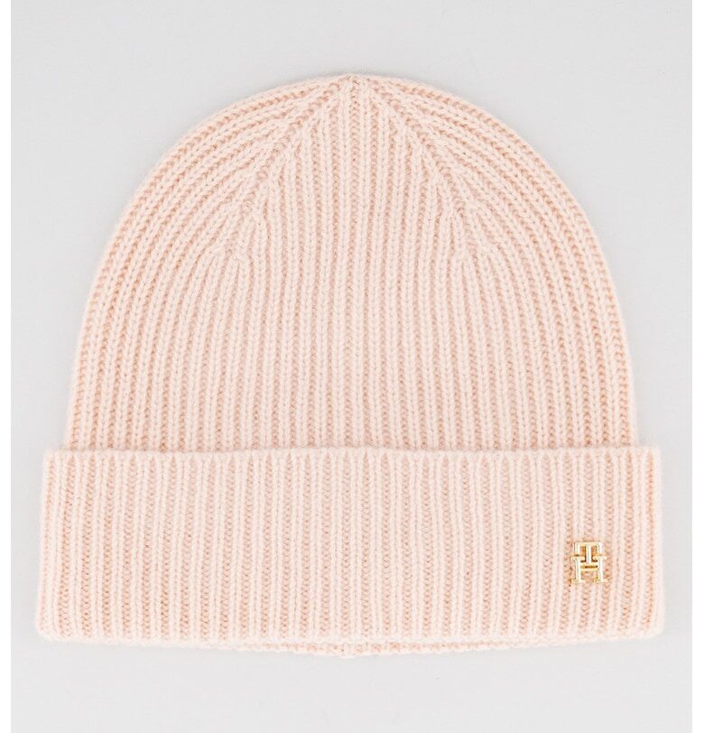 Рипсена шапка от кашмир - Розова сьомга Tommy Hilfiger