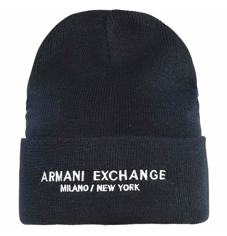 Рипсена шапка с лого - Ултрамарин синьо ARMANI EXCHANGE