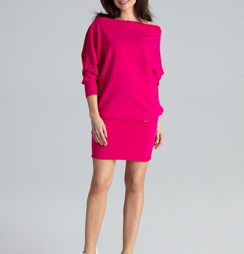 Розова дамска мини рокля  Stubby K254 - Лилав Lenitif