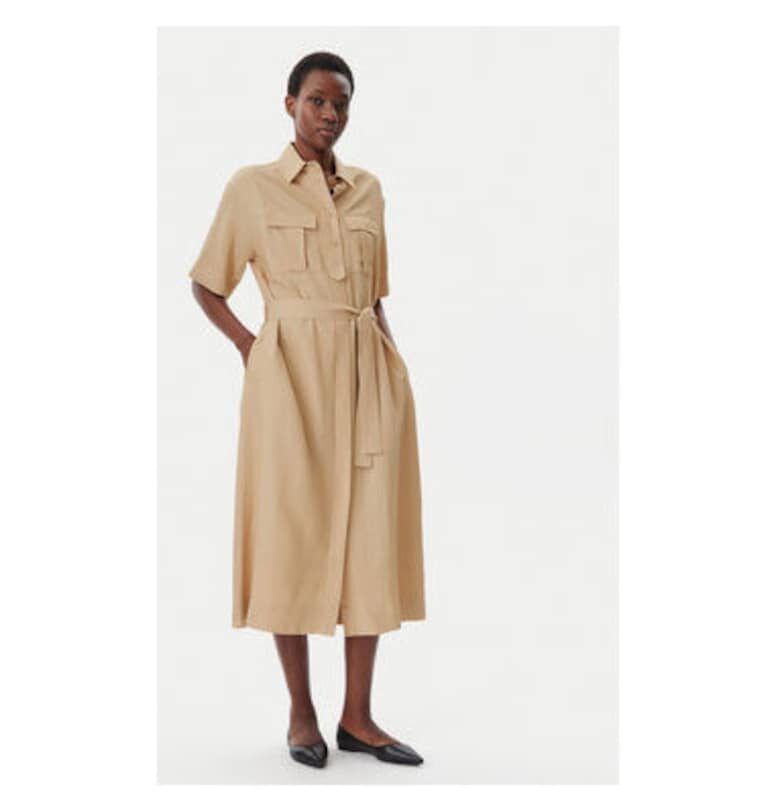 Рокля  305298980 - Вискоза/Лен - Бежов - Бежов KAOS