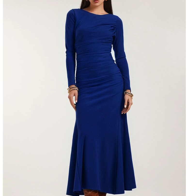 Рокля Agua с дълги ръкави - Кралско Синьо Alina Cernatescu