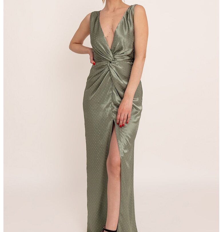 Рокля Amour с усукан детайл - Зелени аспержи Ilona Andreoiu