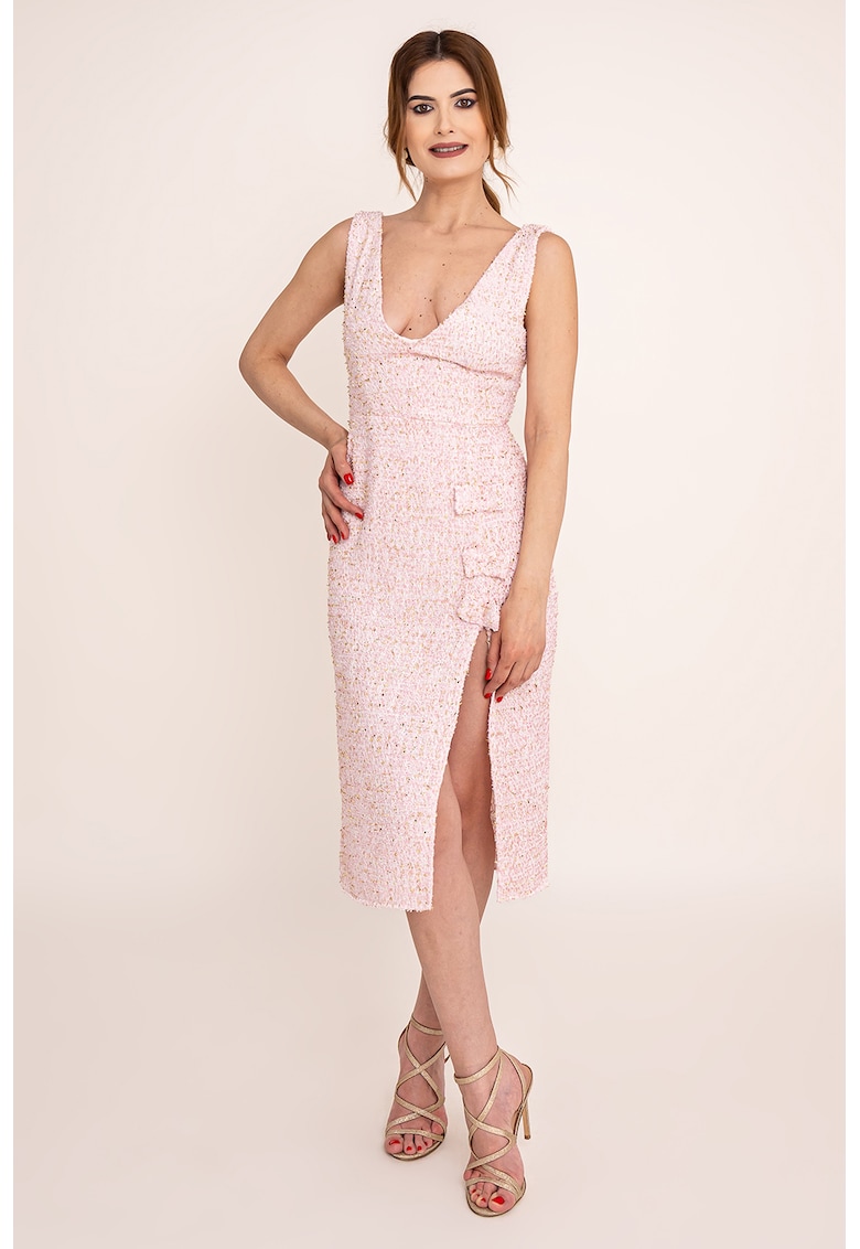 Рокля Anemona от туид - Бял/Светлорозов Ilona Andreoiu