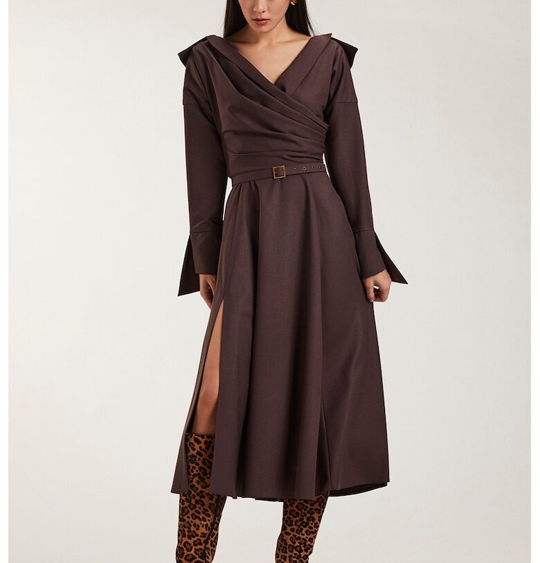 Рокля Asana с цепка - Кафяв Alina Cernatescu