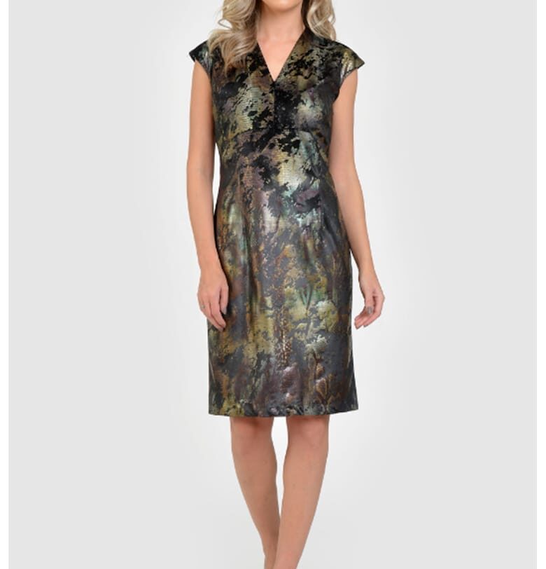 Рокля Aviv с принт - Златист/Черен GIORGAL