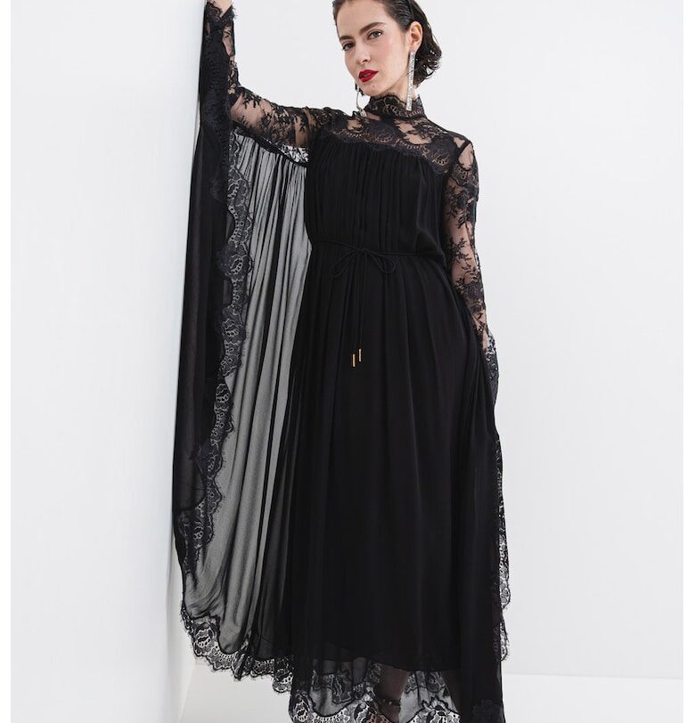 Рокля Batwing с дантела - Черен/Прозрачен ZIMMERMANN