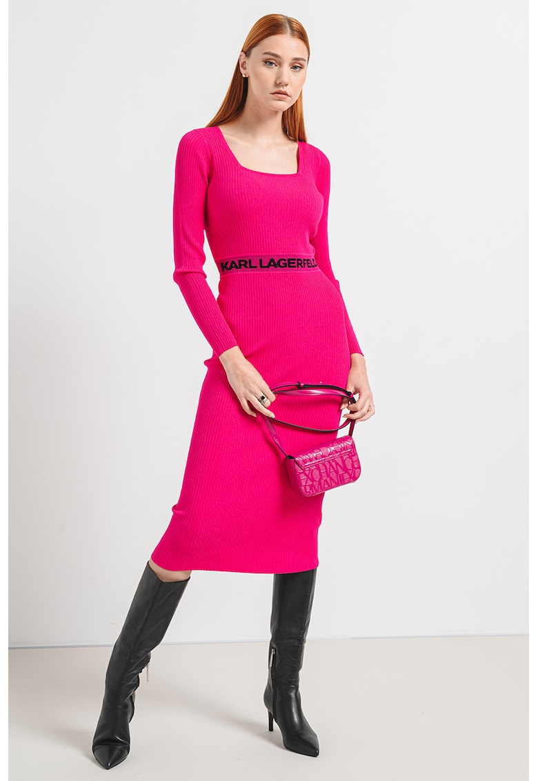 Рокля Bodycon с лого - Фуксия Karl Lagerfeld
