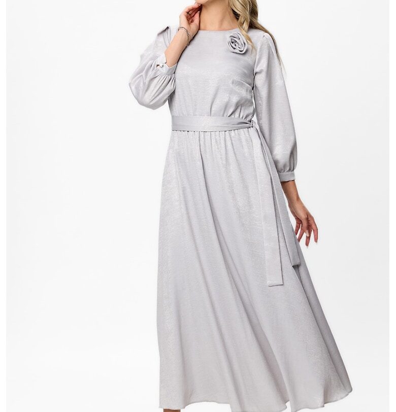 Рокля Chiara с дълги ръкави - Светло сив BAROCCA