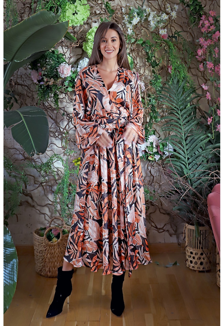 Рокля Cremona с коприна - Оранжев/Тъмносин MIAU by Clara Rotescu