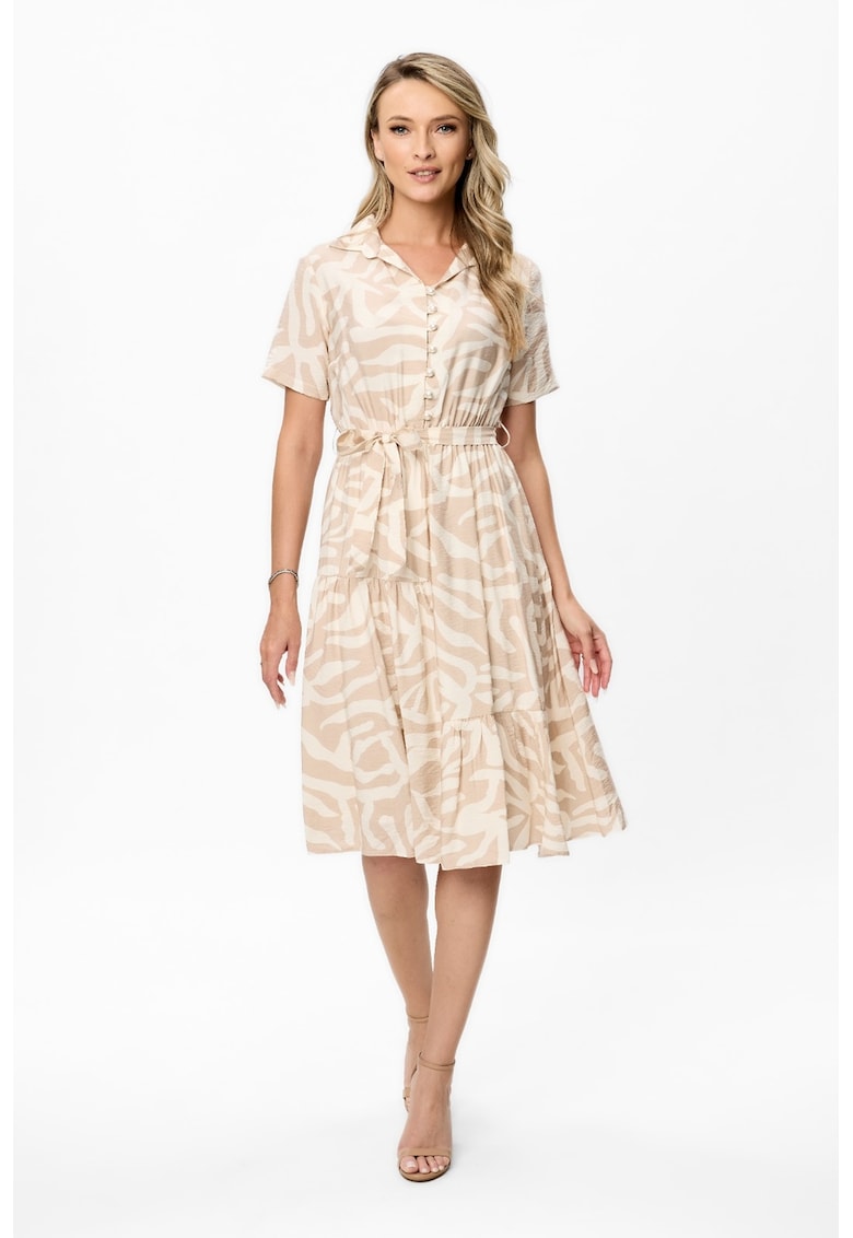 Рокля Ellia с десен - Бежов BAROCCA