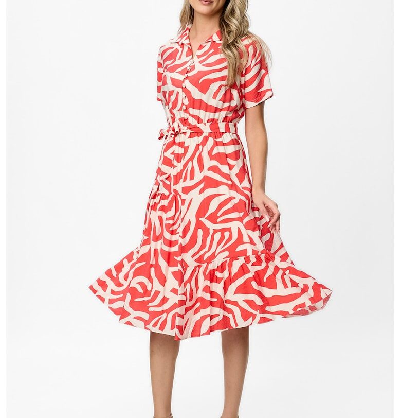 Рокля Ellia с десен - Корал/Крем BAROCCA