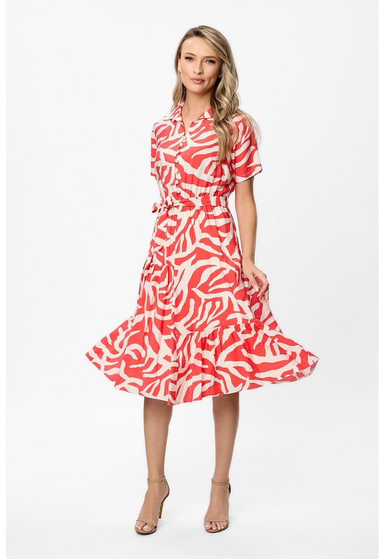 Рокля Ellia с десен - Корал/Крем BAROCCA