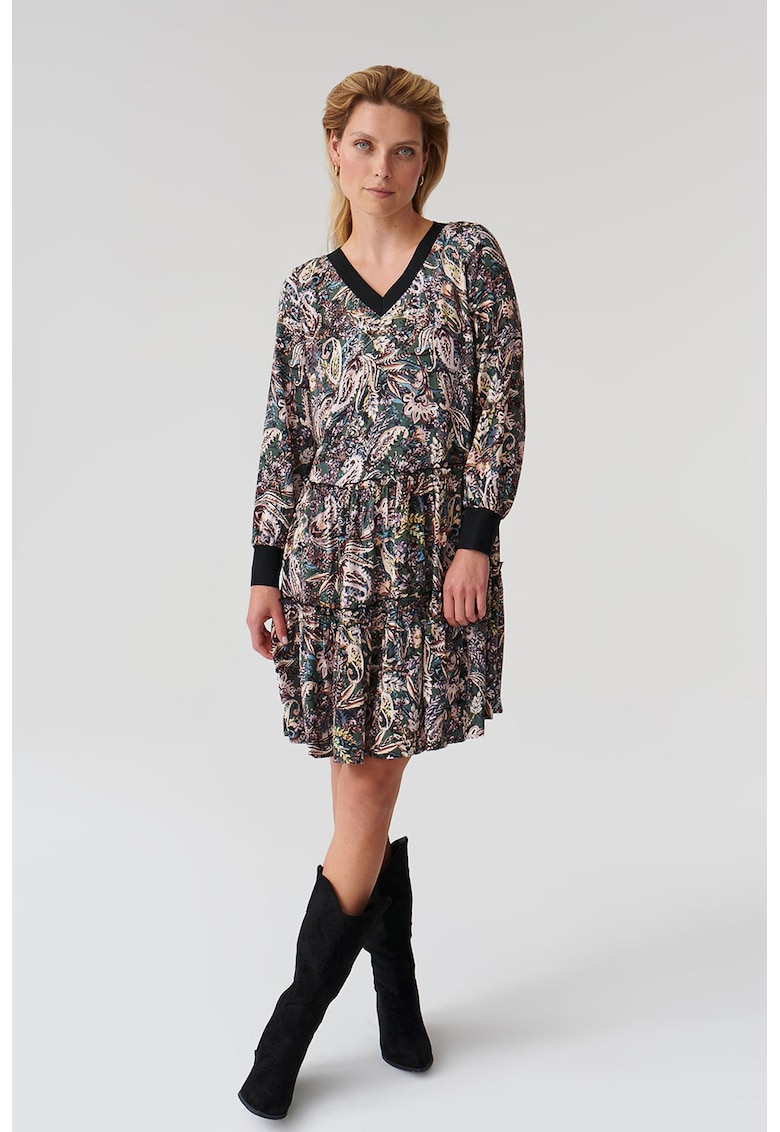 Рокля Emrami с шпиц и разкроен подгъв - Многоцветен Tatuum