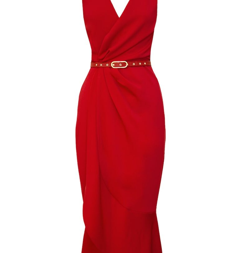 Рокля Fame със застъпен дизайн - Червен Alina Cernatescu