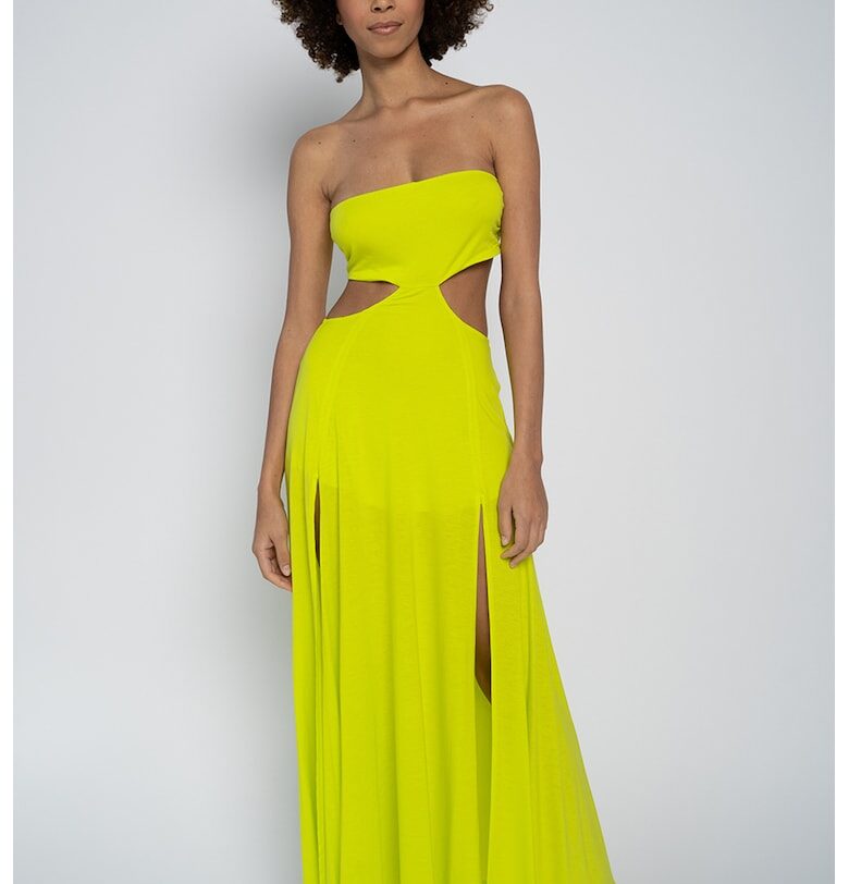 Рокля Gloria с отвор на талията - Синапено жълто HELENE GALWAS