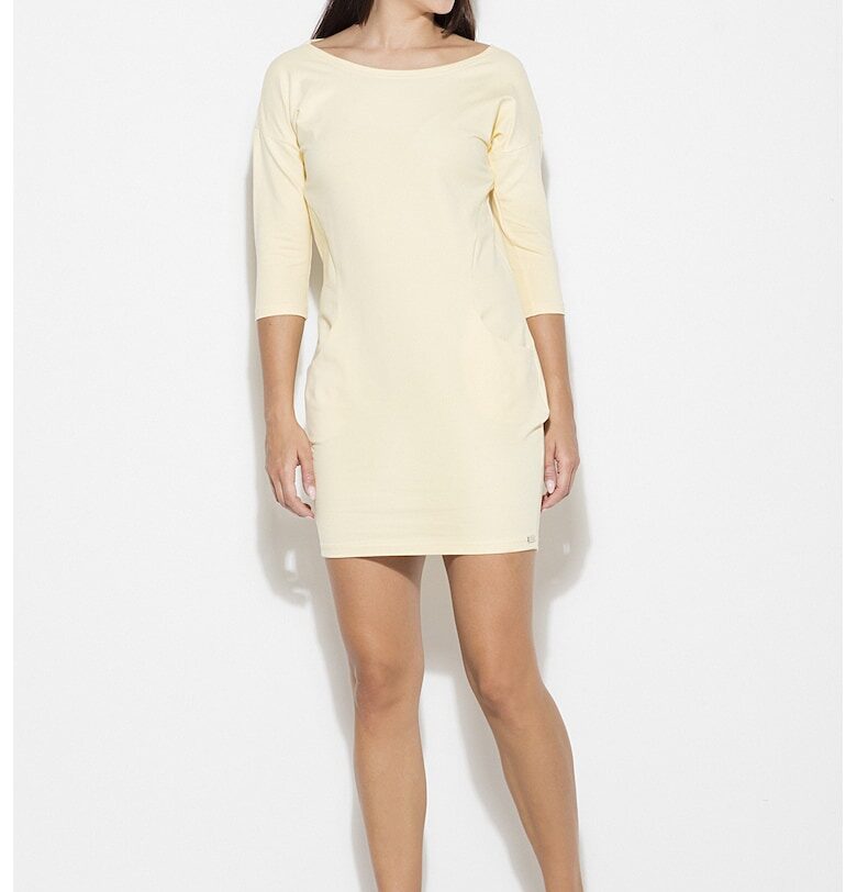 Рокля  K181 - жълта - памук - KATRUS