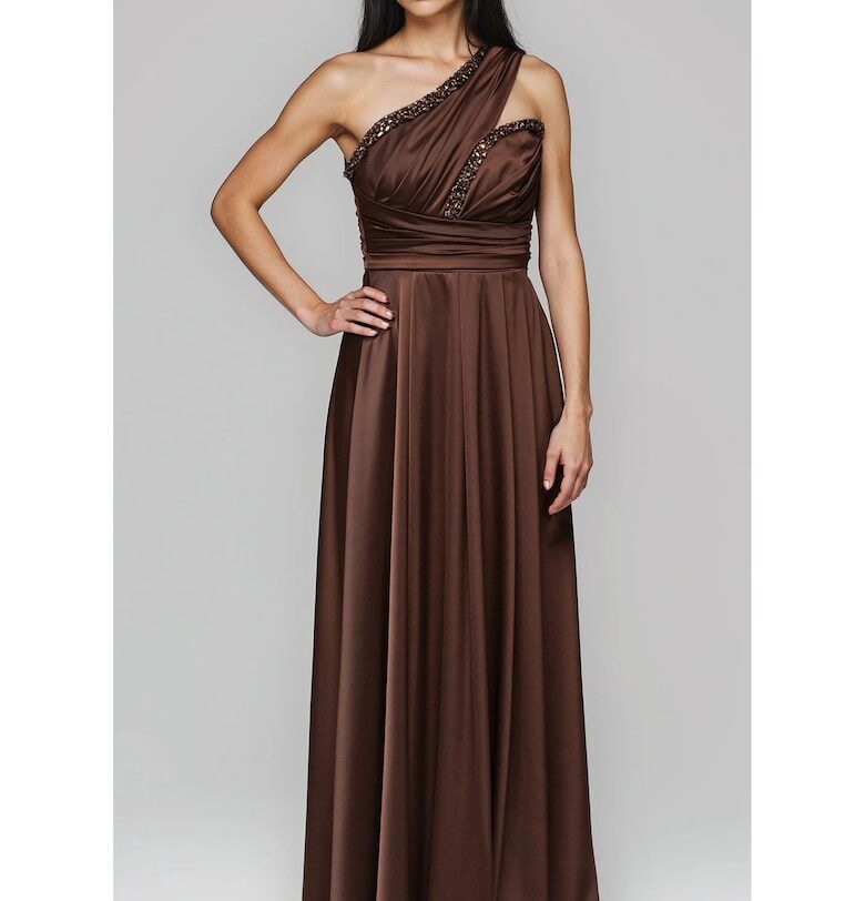 Рокля  LA-OM-DLR252 - Maxi - Вечерна - Кафяв Larica