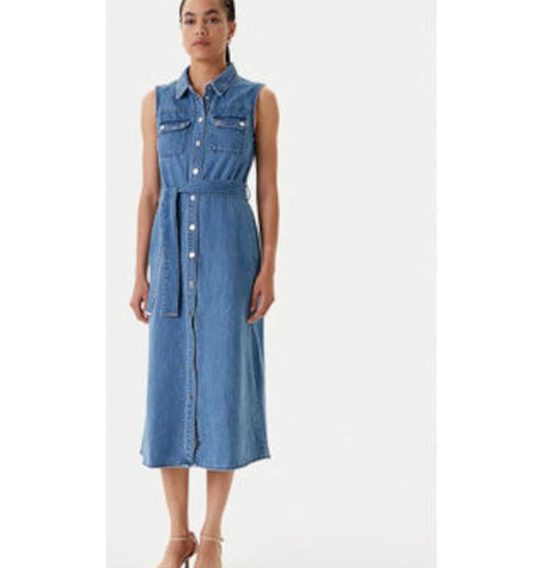 Рокля  MORGAN-251-RJEAN 993 DENIM STONE - Синя - 100% памук Morgan