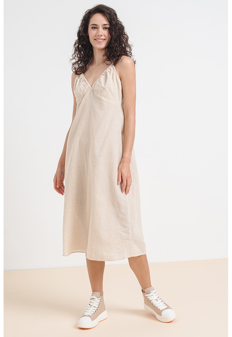 Рокля Magnete с лен - Мръснобял Vero Moda