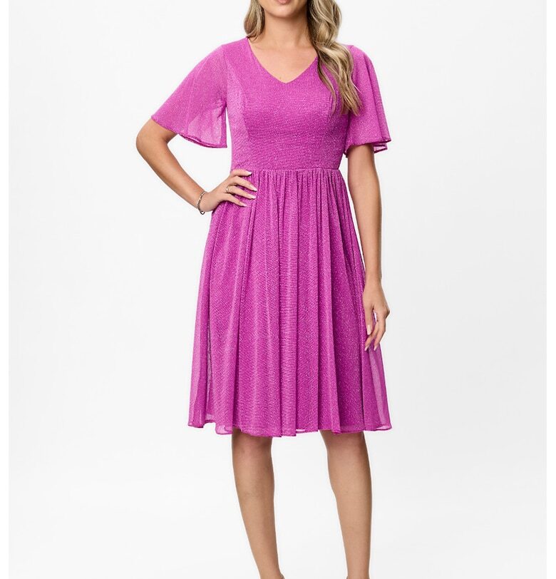 Рокля Mariela с ръкави тип пеперуда - Фуксия BAROCCA