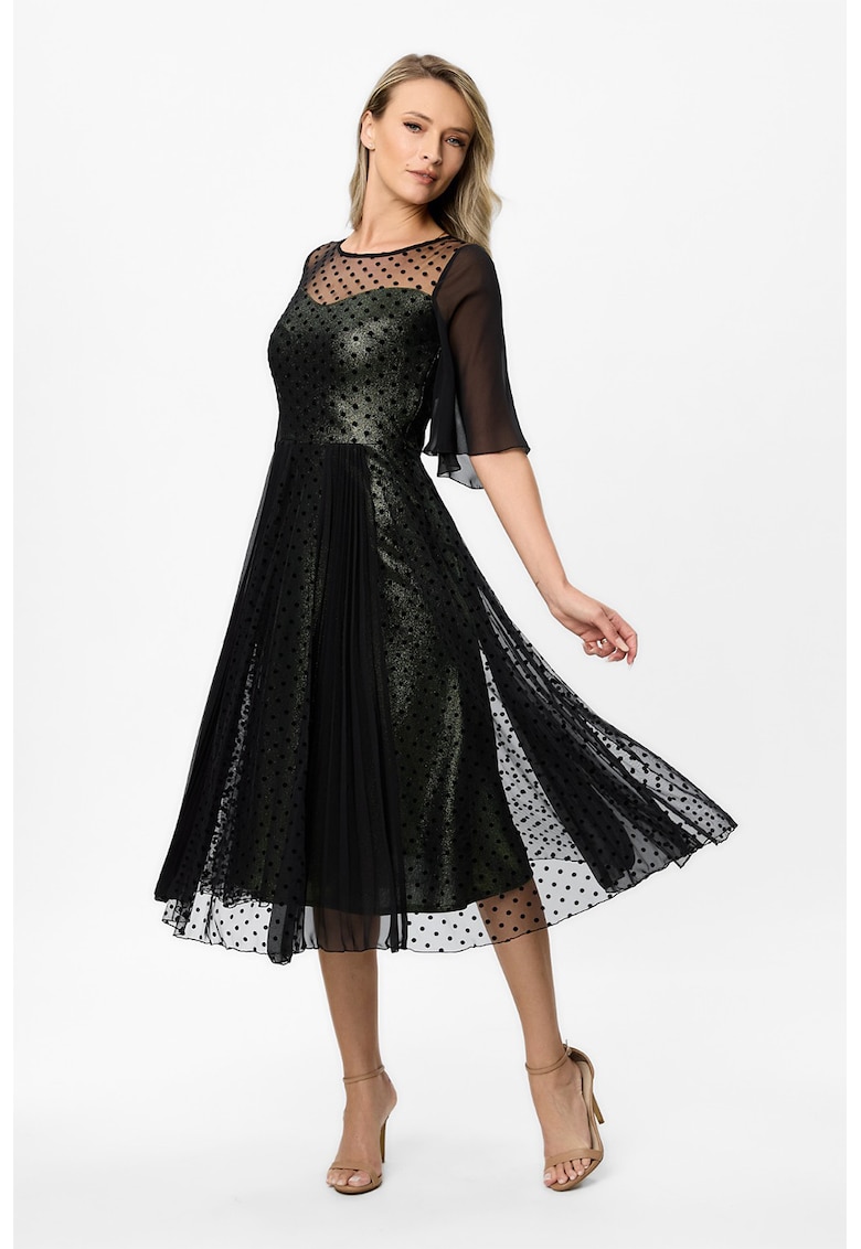 Рокля Monaco с мрежесто покритие - Зелен/Черен BAROCCA