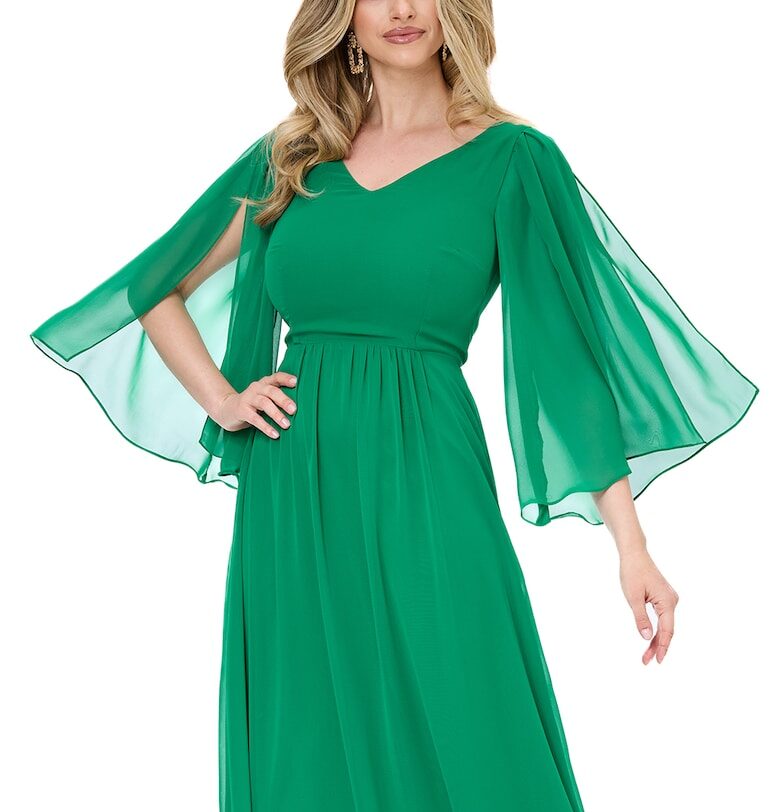 Рокля Monasque от шифон със свободни ръкави - Зелен BAROCCA