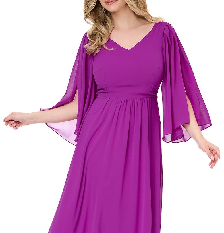 Рокля Monasque от шифон със свободни ръкави - Светлорозов BAROCCA