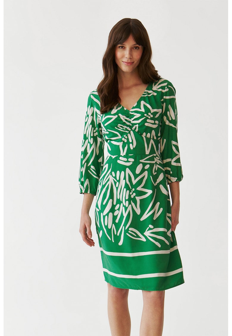 Рокля Mondi с шпиц и 3/4 ръкави - Аква зелено Tatuum