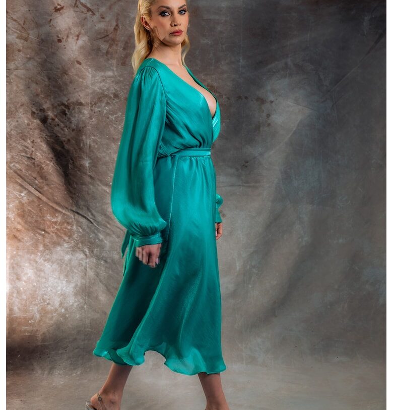 Рокля Muscat с коприна - Тюркоаз MIAU by Clara Rotescu