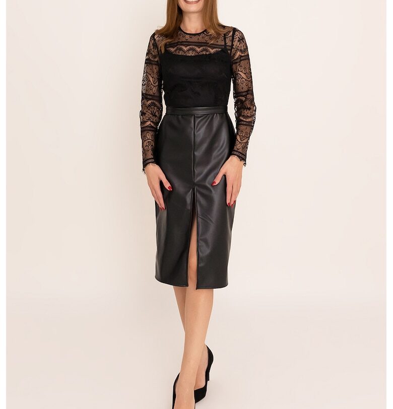 Рокля Myra с дизайн 2 в 1 и дантела - Черен Ilona Andreoiu