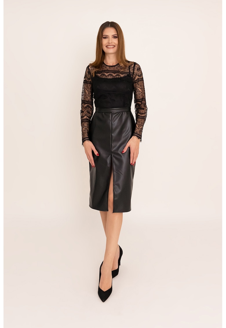 Рокля Myra с дизайн 2 в 1 и дантела - Черен Ilona Andreoiu