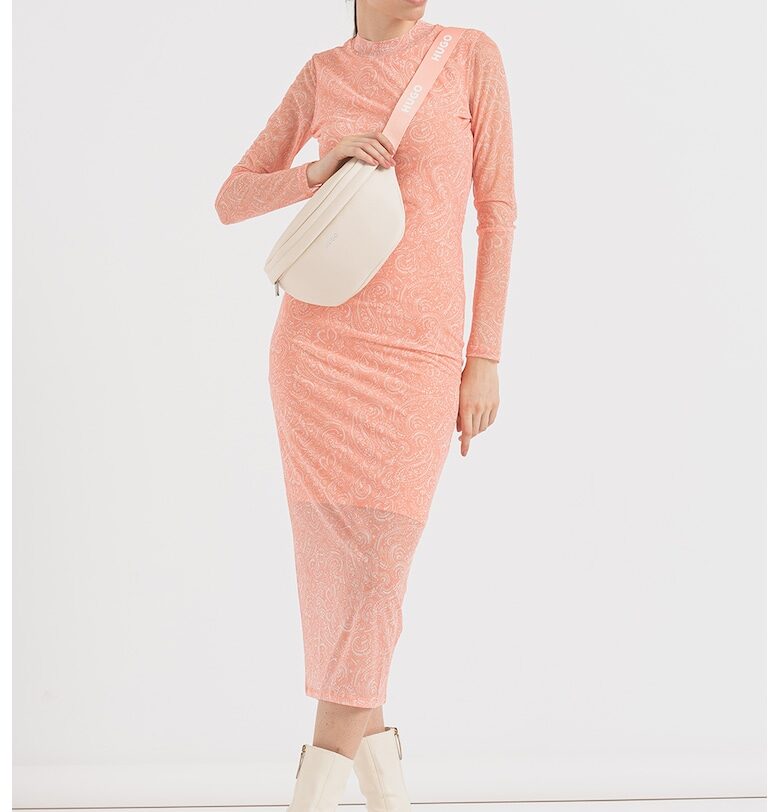 Рокля Nasusi с щампа - Бял/Оранжев HUGO