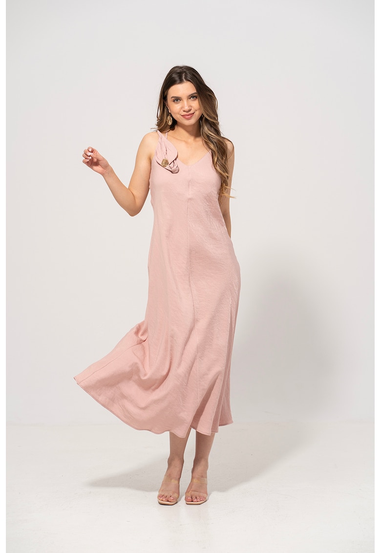 Рокля Olga с апликации на гърдите - Прашно розово Hermosa