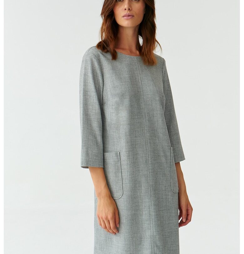 Рокля Skapi с 3/4 ръкави и пришити джобове - Сив Tatuum